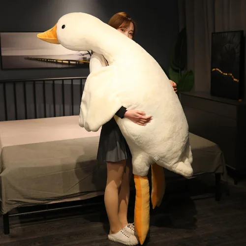 Miniatura 4 de Animal de peluche de ganso gigante, peluche suave blanco de 19.6 pulgadas, lindo juguete de pato de peluche, muñeca de cisne de peluche, almohadas