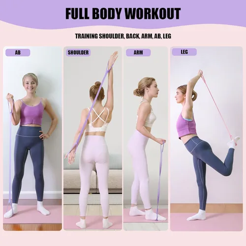 Miniatura 5 de Figure 8 Resistance Bands with Handles, Upgraded Silicone 8-Shaped Exercise Band for Women Arms Shoulder Back Legs Stretching Pilates Yoga