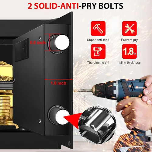 Miniatura 2 de Cajas fuertes pequeñas para uso doméstico, caja de seguridad digital con cerradura de combinación, llaves de repuesto y estante extraíble, caja