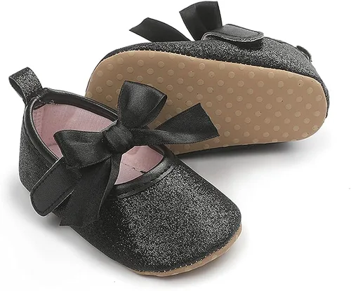 Miniatura 4 de Timatego Mary Jane - Zapatos planos de encaje con lazo antideslizante y suela suave para recién nacidos, para boda, fiesta, princesa