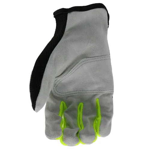 Miniatura 4 de BOSS Guantes de trabajo de piel de vaca dividida para hombre, de alta visibilidad, acolchado de nudillos, resistente a desgarros, respaldo de malla