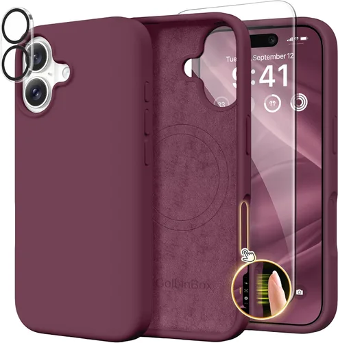 Miniatura 88 de GolbinBox Funda magnética para iPhone 17, compatible con MagSafe, cubierta de silicona integrada para control de cámara, funda de silicona líquida a