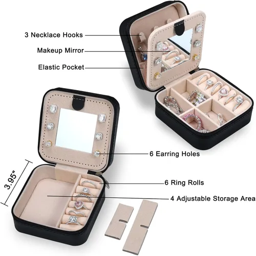 Miniatura 4 de Joyero de viaje para mujeres y niñas, joyero personalizado con monograma, caja de joyería pequeña para accesorios de viaje, joyero de viaje, regalos