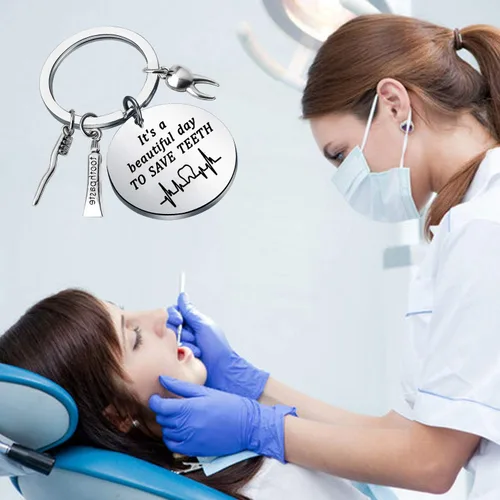Miniatura 7 de CHOORO Llavero dental con texto en inglés It's a Beautiful Day to Save Teeth
