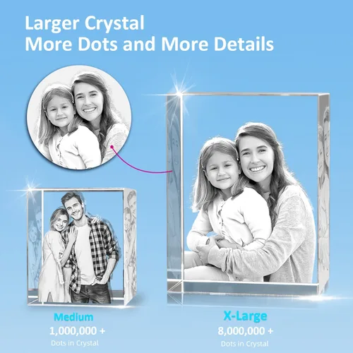 Miniatura 5 de Foto de cristal 3D con base de luz LED, regalos personalizados con tu propia foto, grabado láser imágenes 3D y texto personalizado, pequeño