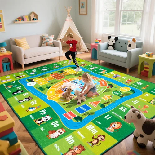 Miniatura 9 de Alfombra ABC de 5' x 7', Alfombras para Niños para Sala de Juegos, Aula, Dormitorio, Tapete de Juego de Aprendizaje Educativo con Alfabeto