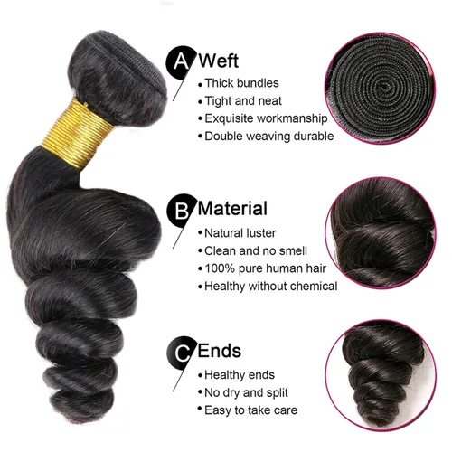 Miniatura 6 de Extensiones de cabello humano corto ondulado suelto, 1 Bunldes, 100% sin procesar, cabello virgen brasileño de 8 pulgadas, extensiones de cabello