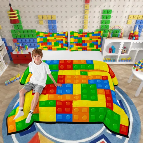 Miniatura 50 de Juego de edredón de camión de basura para niños, tamaño King, juego de ropa de cama de automóvil de dibujos animados para niños, adolescentes