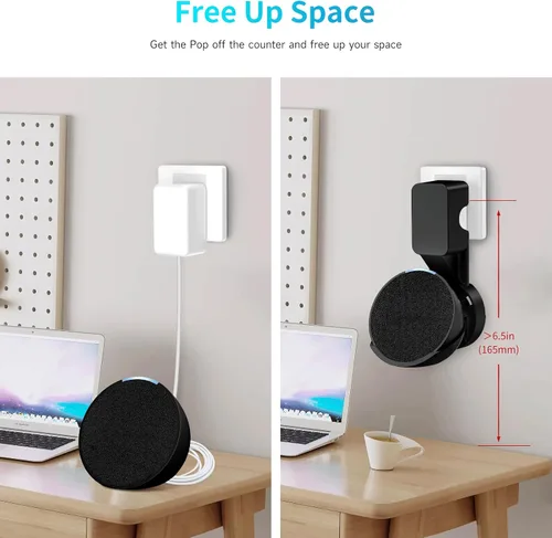 Miniatura 3 de ZUOLACO Wall Mount Holder for Echo Pop, Outlet Hanger Stand for Echo Pop, Built-in Cable Management, Black
