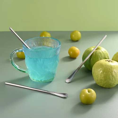 Miniatura 2 de Paquete de 6 cucharas de acero inoxidable 304 de 6.2 pulgadas de mango largo para agitar y mezclar, herramienta de barra reutilizable para café, té
