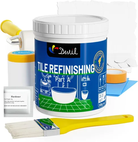 Miniatura 10 de DWIL Kit de pintura para bañera, bañera y azulejos con herramientas, pintura blanca para bañera a base de agua y bajo olor, fácil de usar para Blanco