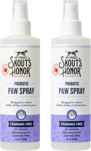 Miniatura 10 de Skout's Honor Spray probiótico para patas para perros, certificado para microbiomas, sin alcohol, sin fragancia y sin medicamentos, apoya la piel
