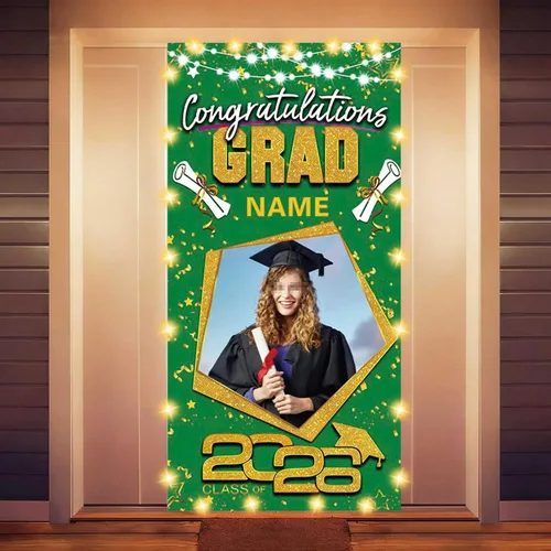 Miniatura 33 de Decoraciones personalizadas para fiestas de graduación 2026 – Cartel de felicitación de graduación grande – Cartel de fondo de graduación