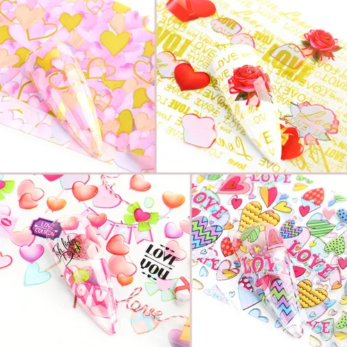 Miniatura 4 de Calcomanías de arte de uñas para el día de San Valentín, calcomanías de transferencia de arte de uñas, suministros de uñas, labios rosas, corazón