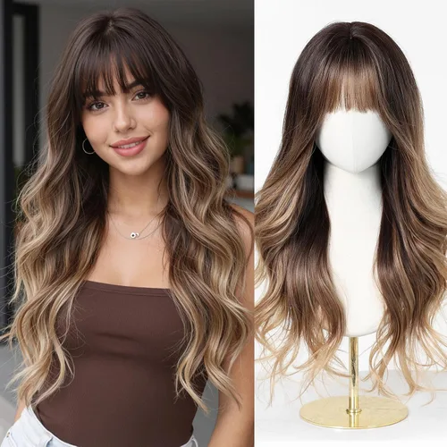 Miniatura 23 de Esmee Pelucas largas y onduladas para mujer, cabello sintético natural, resistente al calor, para uso diario y fiestas, cosplay, 24 pulgadas