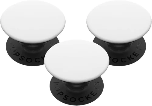 Miniatura 6 de PopSockets Agarre para teléfono con soporte expandible, agarre adhesivo, blanco sobre negro
