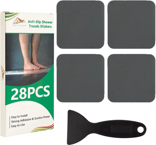 Miniatura 10 de Calcomanías antideslizantes para bañera, 28 unidades, adhesivos antideslizantes para bañera, baño, escaleras con raspador prémium