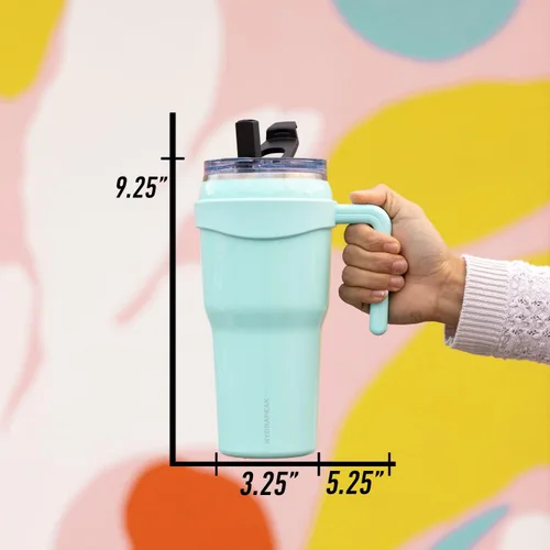 Miniatura 4 de Hydrapeak Roadster - Botella de agua de acero inoxidable de 40 onzas con aislamiento al vacío de doble pared con asa y tapa con popote 2 en 1