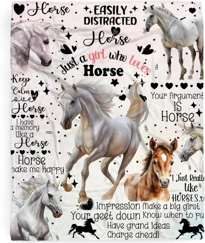 Manta de caballos regalos para niñas y niños, manta de caballo regalos para decoración de bebé, manta de felpa suave y ligera de franela polar para