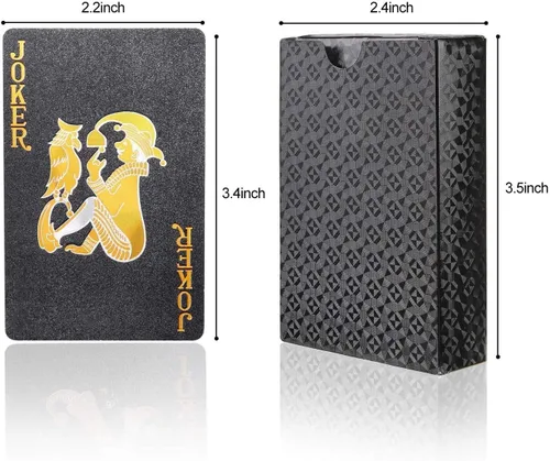 Miniatura 3 de Paquete de 2 cartas de póquer de diamantes de color negro y dorado, impermeables, de plástico negro y dorado, altamente flexibles, 2 barajas