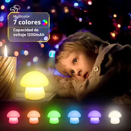 Miniatura 3 de Lámpara de Hongo, Luz Nocturna Recargable, Luz Nocturna LED Multicolor, Lámpara de Noche Regulable para Lactancia Materna, Lámpara de Silicona Suave