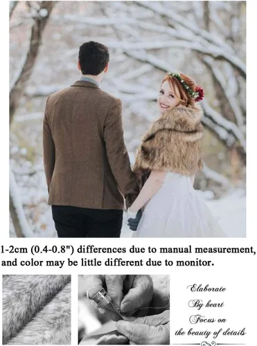 Miniatura 21 de Aukmla Chal de piel sintética para boda, chal de piel de novia, estola de piel de invierno, para novias y damas de honor