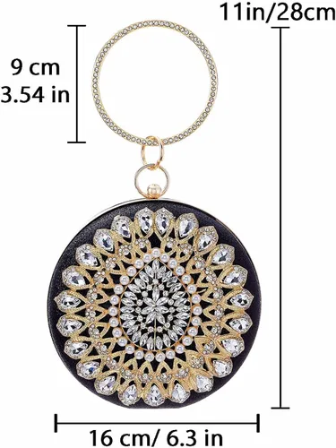 Miniatura 2 de Yokawe - Bolso de mano con diamantes de imitación para mujer, con purpurina y cristal