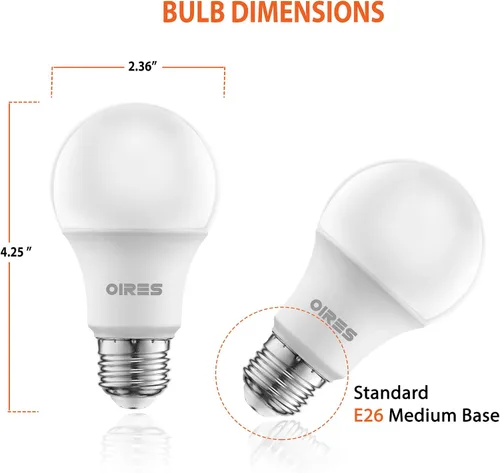 Miniatura 2 de Bombilla LED equivalente a 60 W, 800 lúmenes, bombillas con forma A19, 2700 K, blanco cálido, no regulable, certificación UL, base E26 de 9 W