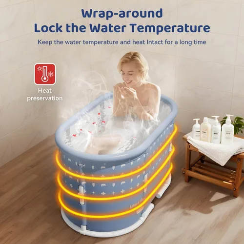 Miniatura 7 de Bañera portátil, bañera plegable sin instalación, bañeras de ducha independientes con cojín, bañera de hidromasaje plegable, bañera de agua caliente