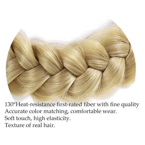 Miniatura 3 de Diadema trenzada, 2 combinaciones de 3 hebras, desordenada, ancha, esponjosa, elástica, diadema trenzada, accesorio de belleza para mujeres y niñas