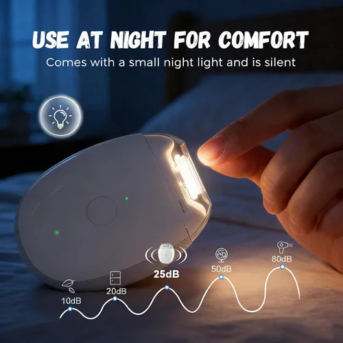 Miniatura 3 de Molinillo de uñas automático universal, portátil 3 en 1 con luz LED y 3 velocidades, cortador de uñas automático silencioso de 360° y recortador