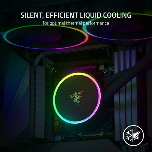 Miniatura 3 de Razer Hanbo Chroma RGB todo en uno enfriador líquido aRGB Tapa de bomba aRGB: diseño AIO - Ventiladores aRGB silenciosos y potentes - Soporte