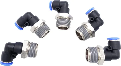Miniatura 41 de Empuje para conectar conexión de tubo de 1/4" OD x 1/8" rosca NPT macho, codo neumático macho de aire línea de agua de aire de 90 grados codo