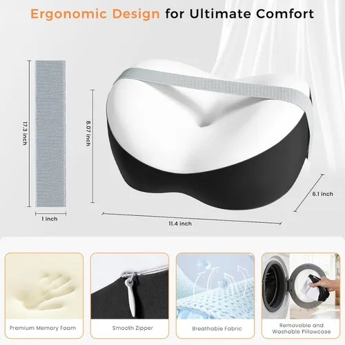 Miniatura 8 de Almohada de rodilla para dormir de lado, almohada de espuma viscoelástica para dormir de lado, correa ajustable y funda lavable extraíble