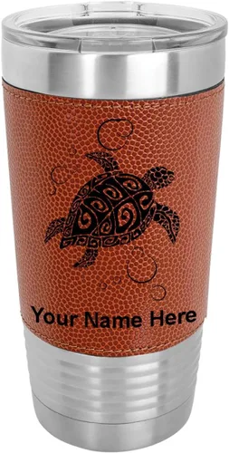 Miniatura 15 de LaserGram Vaso aislado al vacío de 20 onzas, tortuga marina hawaiana, grabado personalizado incluido (piel sintética, estilo béisbol)