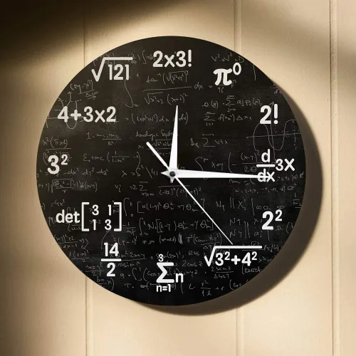 Miniatura 8 de The Geeky Days Ecuaciones matemáticas y notaciones Matemáticas Pizarra Geek Reloj de pared funciona con pilas, reloj de cuarzo silencioso sin