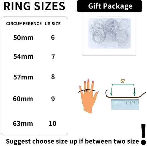Miniatura 7 de Anillos giratorios MUCAL para ansiedad 8 piezas de anillo giratorio de acero inoxidable anillo anti ansiedad anillo giratorio con luna y estrella