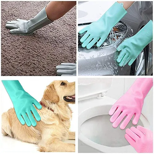 Miniatura 4 de Magic Silicone Dishwashing Scrubber, 2 in 1 Reusable Rubber Gloves, Heat Resistant Kitchen Tool for Household