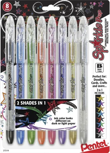 Miniatura 15 de Pentel Sparkle Pop - Bolígrafo de gel metálico, línea gruesa de 1.0mm, colores surtidos, paquete de 4 (K91BP4M)