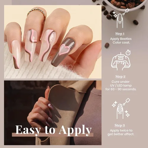 Miniatura 6 de Beetles - Esmalte de uñas de gel marrón – 0.5 onzas líquidas de esmalte de gel marrón oscuro, lámpara LED UV para uñas, regalo de manicura para I