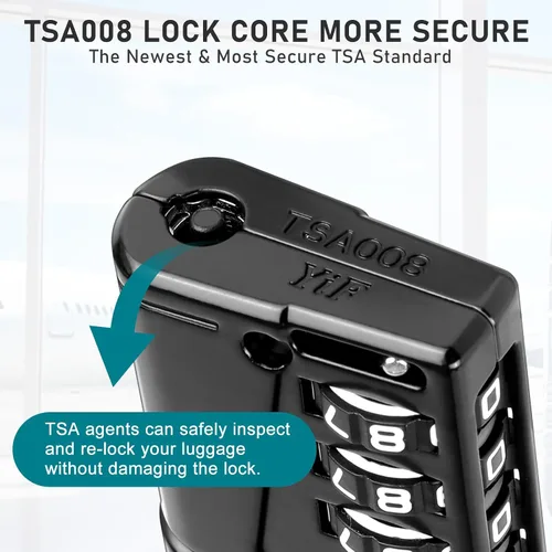 Miniatura 3 de Diyife Cerraduras TSA para equipaje, [2 unidades] Cerraduras de equipaje aprobadas por la TSA con TSA-008, indicador de alerta abierta, cerradura