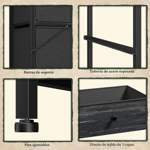 Miniatura 9 de Romorgniz - Cómoda para dormitorio con organizador de cajones de almacenamiento, cómodas y baúles de tela, marco de metal resistente, parte superior