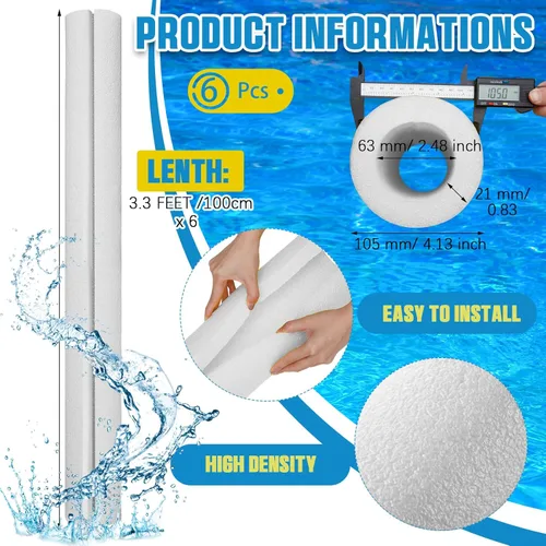 Miniatura 2 de Hanaive 2 fideos de espuma de piscina jumbo a granel de 40 pulgadas x 4.1 pulgadas, tubo de fideos de natación grandes de núcleo hueco para Blanco