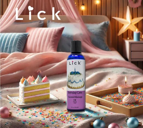 Miniatura 5 de Lick Aceite de masaje con sabor a pastel de cumpleaños, aceite de masaje comestible inspirado en dulces celebraciones con aceite de almendras