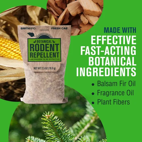 Miniatura 4 de EarthKind Fresh Cab - Repelente de roedores y cápsula de bolsa – Repelente botánico de roedores y ratones – Hecho con fibras vegetales y aceites