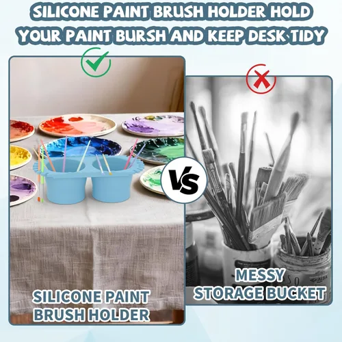 Miniatura 3 de Jalopink Taza limpiadora de pinceles de pintura, taza de enjuague de limpieza de cepillo de silicona plegable con compartimentos de limpieza dobles
