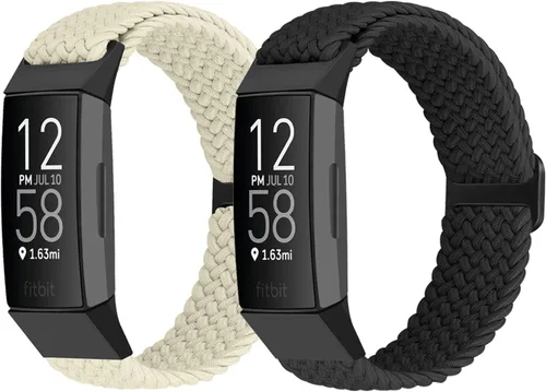 Correas elásticas trenzadas ajustables compatibles con Fitbit Charge 3 y Fitbit Charge 4 bandas para hombres y mujeres, correas deportivas de tela