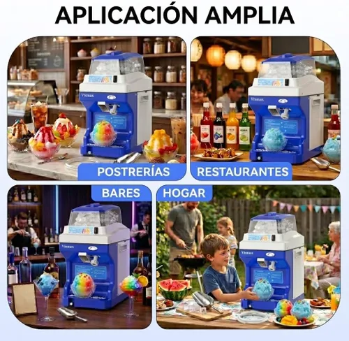 Miniatura 7 de Máquina de afeitar de hielo eléctrica, máquina de hielo afeitado de 300 W, máquina de hacer cono de nieve ajustable de grosor 661 libras/hora