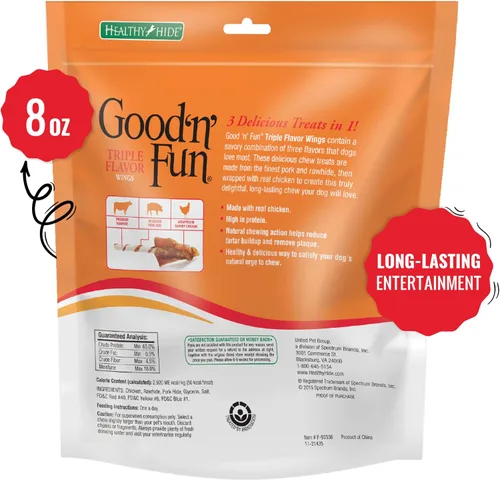 Miniatura 2 de Good 'n' Fun Alas Masticables de Triple Sabor para Todos los Perros, 8 Onzas, Consiente a tu Perro con Masticables de Larga Duración Hechos