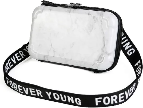 Mini estuche rígido portátil de moda, bolso cruzado para mujer, caja de almacenamiento, bolsa de viaje, estuche de maquillaje y cosméticos, Blanco